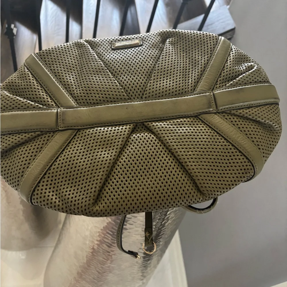 Olive Green Rebecca Mankoff, genuine leather handbag with shoulder strap - Picture 7 of 14